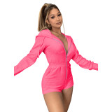 Womens sports jumpsuit with zipper hoodie CYF3675