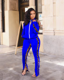 Womens leopard print stitching strapless fashion sports suit two-piece suit LSN774