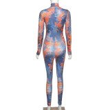 Fashion Printed Long Sleeve Slim Fit Sports Jumpsuit P1738544