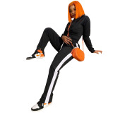 Womens fashion autumn casual stitching split sports suit two-piece suit TK6113
