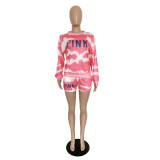 Fashion womens casual printing womens tie-dye two-piece suit YM8125