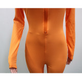 Sexy Slim Zipper Solid Color Letter Embroidered Hang Strip One-piece Pants Pencil Pants SN3877