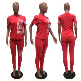 womens net red hot style letter printing two-piece suit YM8101