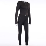 Sports tight-fitting breathable fashion trend pocket round neck opening home casual style FLY27105P