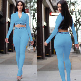 Autumn and winter sexy solid color tight 5-color long-sleeved two-piece suit ALS209