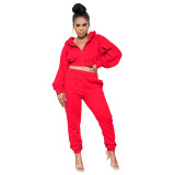 Womens sweater solid color fashion leisure sports two-piece suit AC8228