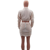 Cute pleated skirt suit HM6341