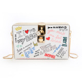 Box small square bag fashion chain trend graffiti casual messenger bag women JC177-0035