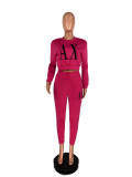 Fashion casual round neck embroidered letter sports two-piece suit TY1868