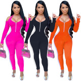 Fashion Womens clothing autumn personality color matching sexy jumpsuit TK6120