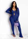 Hanging striped fabric Fashion trousers with slits Long sleeve buttons Two-piece suit LML175