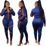 Fashion Womens zipper sports casual trousers two-piece suit YZM7084