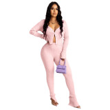 Hanging striped fabric Fashion trousers with slits Long sleeve buttons Two-piece suit LML175
