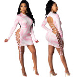 Ladies Tie-Dye Print Bandage Dress Nightclub Wear KA7125