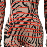 Slim-fit pattern long-sleeved one-piece nightclub clothes KA7124