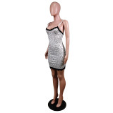 Fashion sexy sling lace side bag hip skirt dress WY6707
