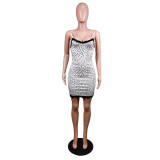 Fashion sexy sling lace side bag hip skirt dress WY6707