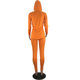 Womens solid color hooded split casual two-piece suit BLX7203
