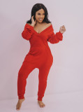 Womens V-neck jumpsuit sexy sweater jumpsuit long-sleeved autumn and winter home wear AL124