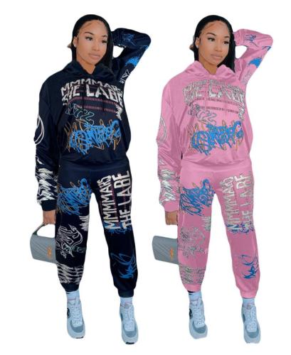 Printed trendy street sports sweatshirt suit AMM8273