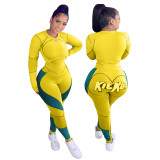 Beautiful Womens fashion casual sports suit two-piece printed letters TH3461
