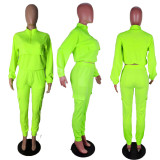 Long sleeve trousers pullover zipper leisure two-piece suit AMM0026