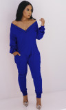 Womens V-neck jumpsuit sexy sweater jumpsuit long-sleeved autumn and winter home wear AL124