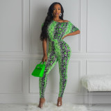 Sexy leopard green pattern one piece set nightclub clothes HY5178