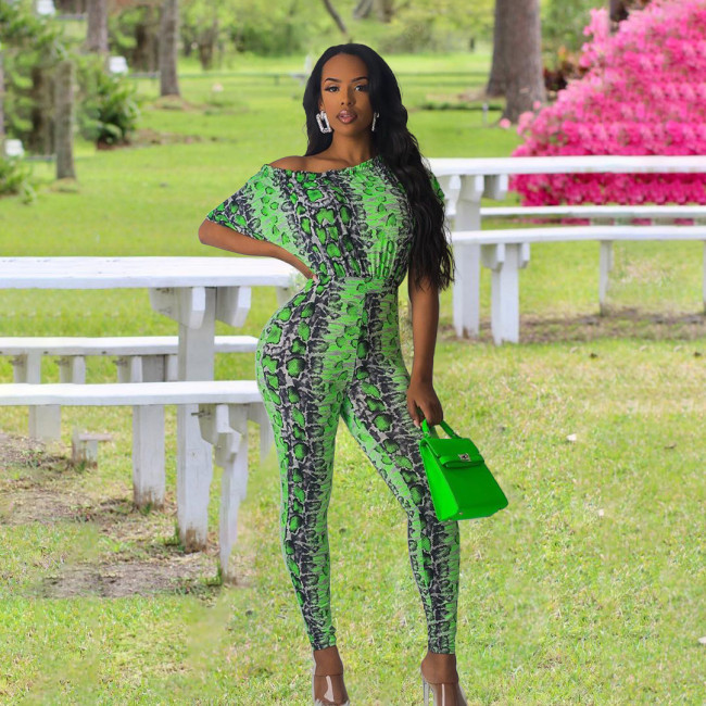 Sexy leopard green pattern one piece set nightclub clothes HY5178