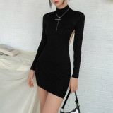Womens round neck long sleeve sexy backless fashion slim dress D1738412