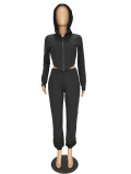 Womens hooded cardigan, zipper coat and guard pants two-piece suit MN8318
