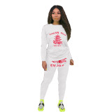 Womens sexy pattern printed trousers long sleeve suit yoga pants suit R6332
