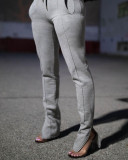 Cotton casual solid color high waist ladies sweatpants sweatpants KZ167