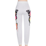 Color butterfly print bouquet feet casual sweater pants trousers women P041950W