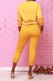 Long-sleeved round neck pullover casual sports solid color ladies sweater suit KZ171