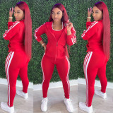 Womens long-sleeved tight three-piece sports suit TJ029