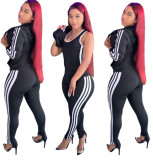 Womens long-sleeved tight three-piece sports suit TJ029