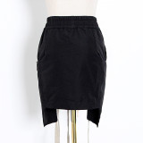 Irregular solid color drawstring leisure A-line skirt fashion personality skirt women TSK25513