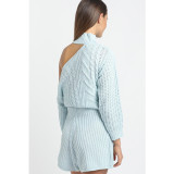 Fresh wind sweater one-shoulder open back cardigan Womens new two-piece sweater CYD08134