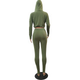 Autumn and winter urban casual fashion V-tie hat solid color sports suit NY8016