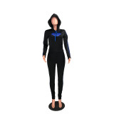Lip print sports suit hooded two-piece suit MG1029