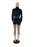Womens fashion casual suede leather two-piece stitching suit MF5188