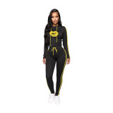 Lip print sports suit hooded two-piece suit MG1029