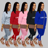 Fashion casual sports Womens clothing embroidery letter lucky label set ZH5269