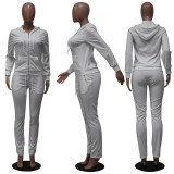Solid color suit personalized zipper two-piece suit SY8699
