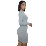 Womens solid color thread sexy tight dress DN8335