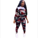 2020 Pink Letter Print Tracksuits Women Two Piece Set Spring Street t-shirt Tops and Jogger Set Suits Casual 2pcs Outfits