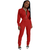 Pure color three-dimensional pocket fashion casual two-piece suit ARM8233