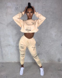 Womens fashion letter printing hip-hop sports sweatshirt two-piece suit XYI9058