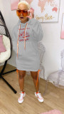 Fashion pullover round neck dress with padded hem slit and tie rope FA7138